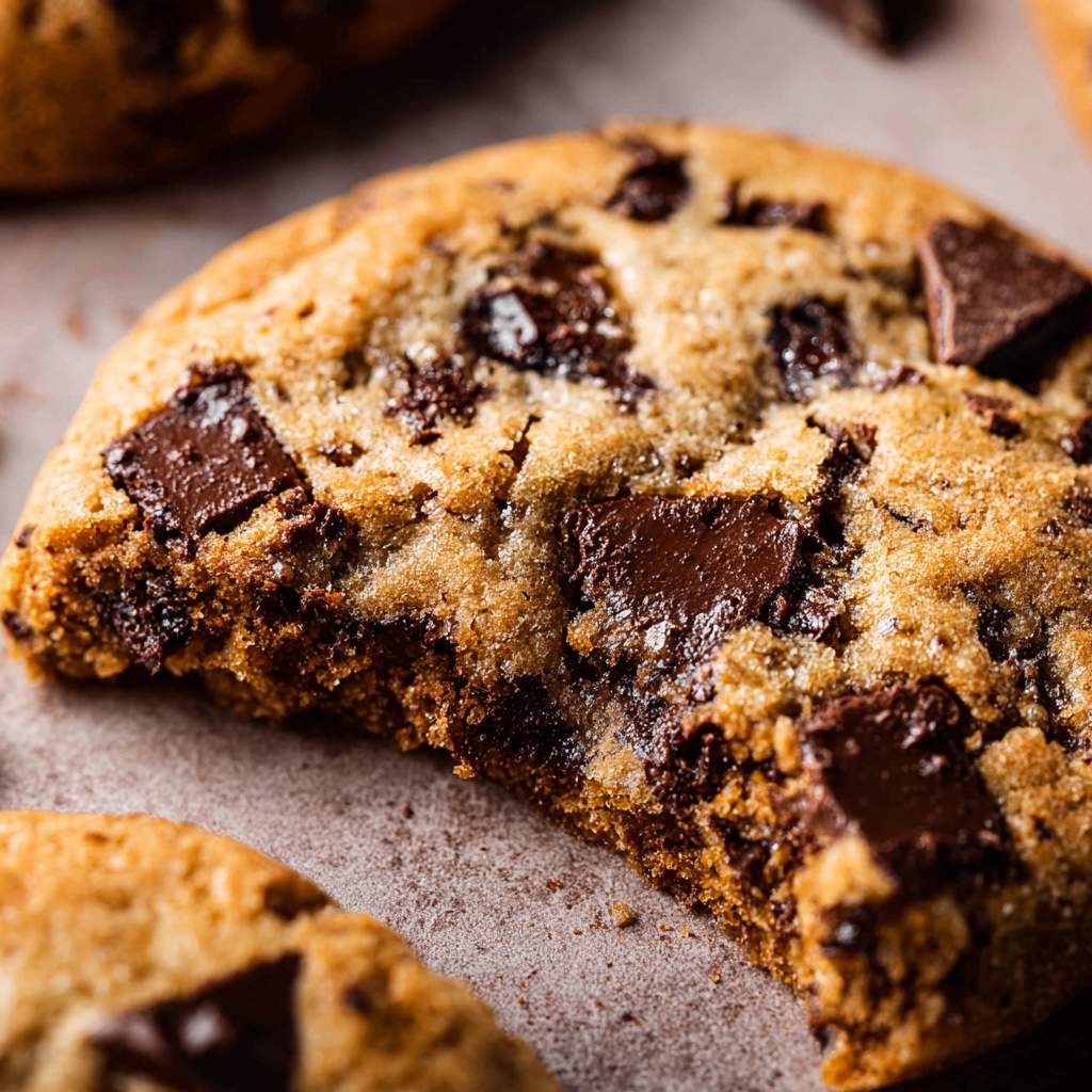 Gooey, chewy chocolate chip cookie interior