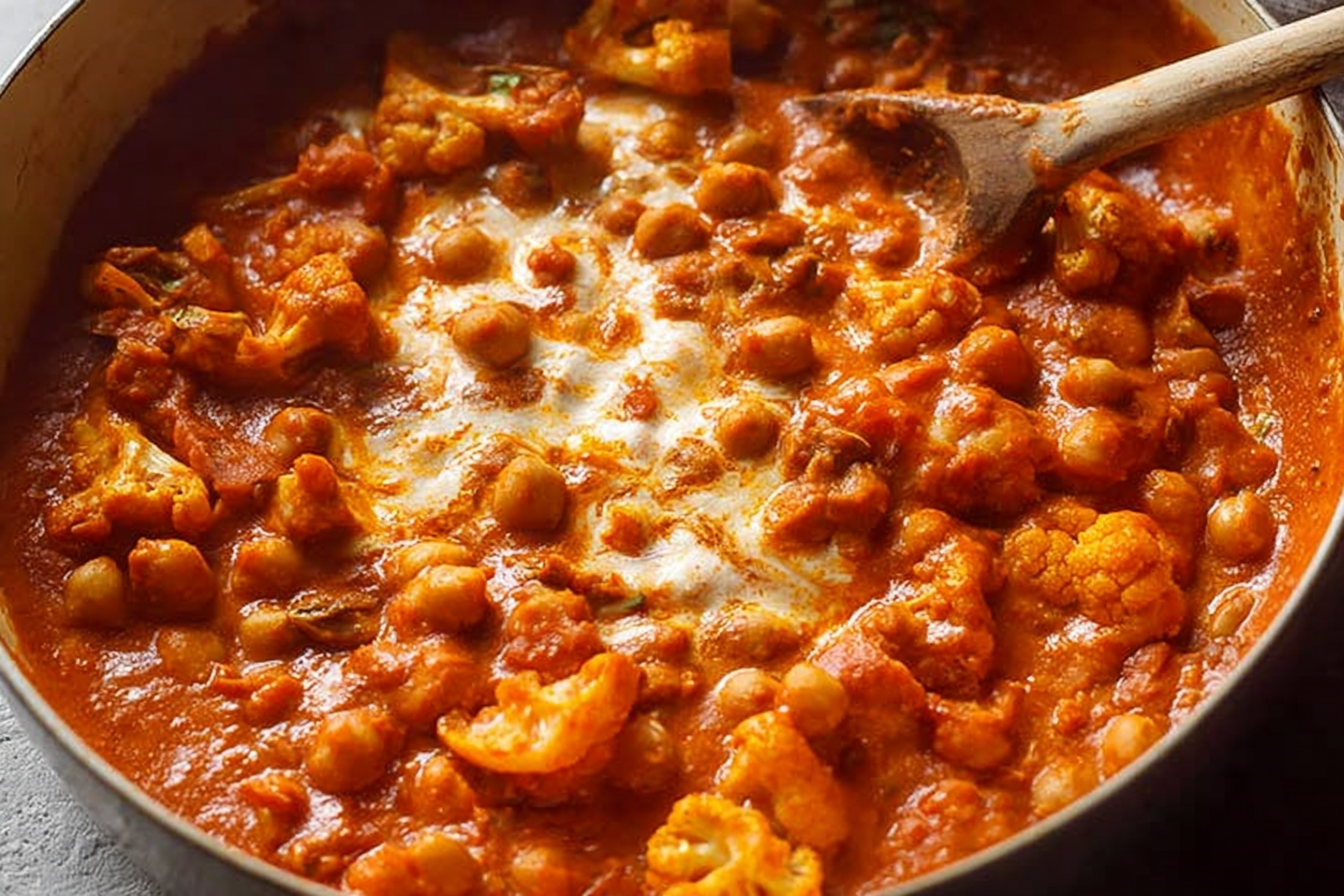 Creamy Tomato Chickpea and Cauliflower Masala