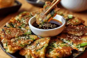 Crispy Vegetable Pancakes with Asian Dipping Sauce Recipe