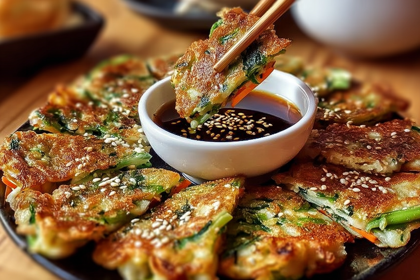 Crispy Vegetable Pancakes with Asian Dipping Sauce Recipe