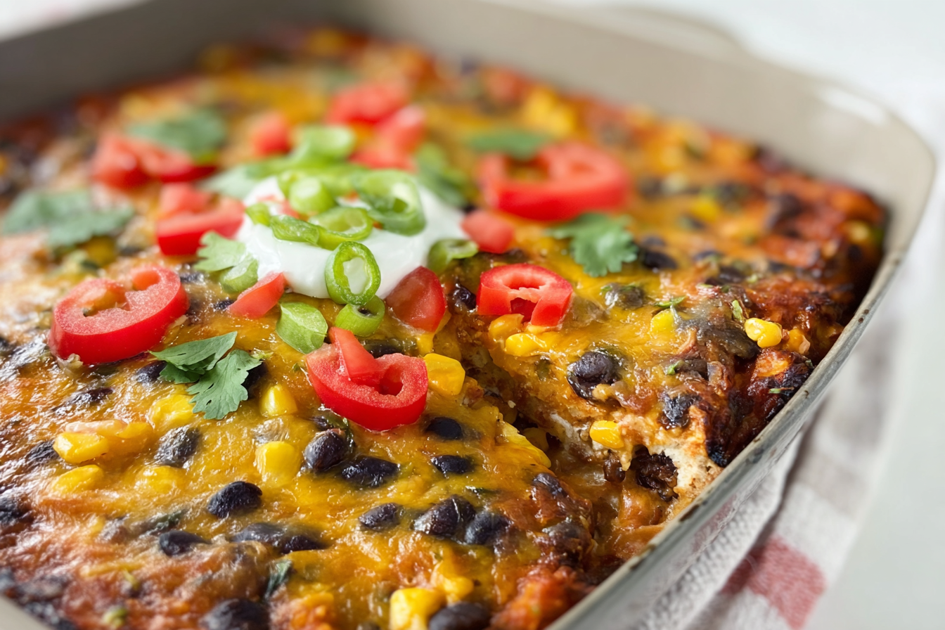 Deep Dish Black Bean Enchilada Casserole