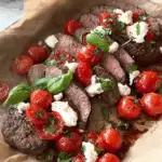 Grilled Balsamic Steak with Mozzarella, Tomatoes & Fresh Basil