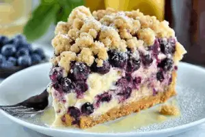 Lemon Blueberry Crumble Cheesecake