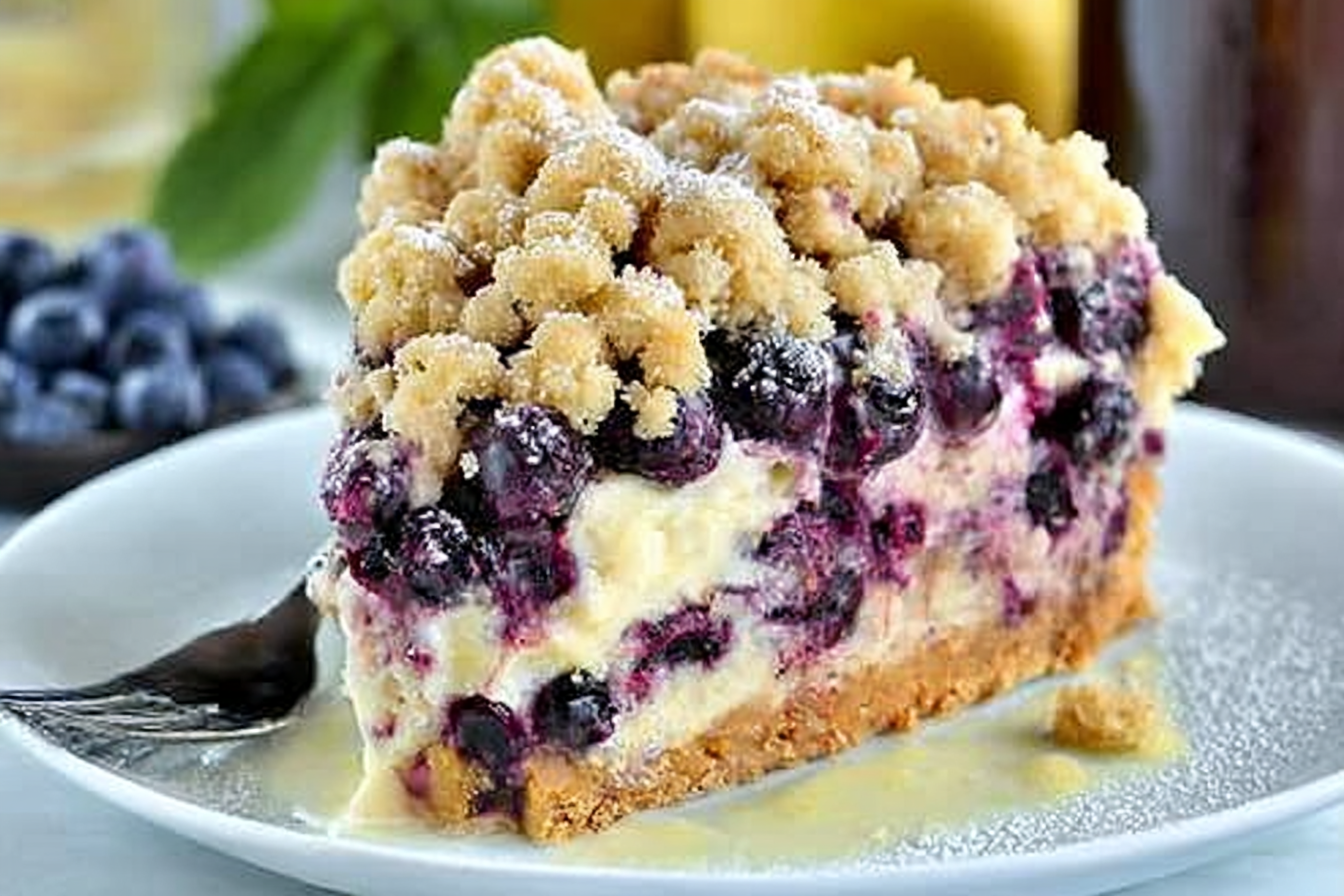 Lemon Blueberry Crumble Cheesecake