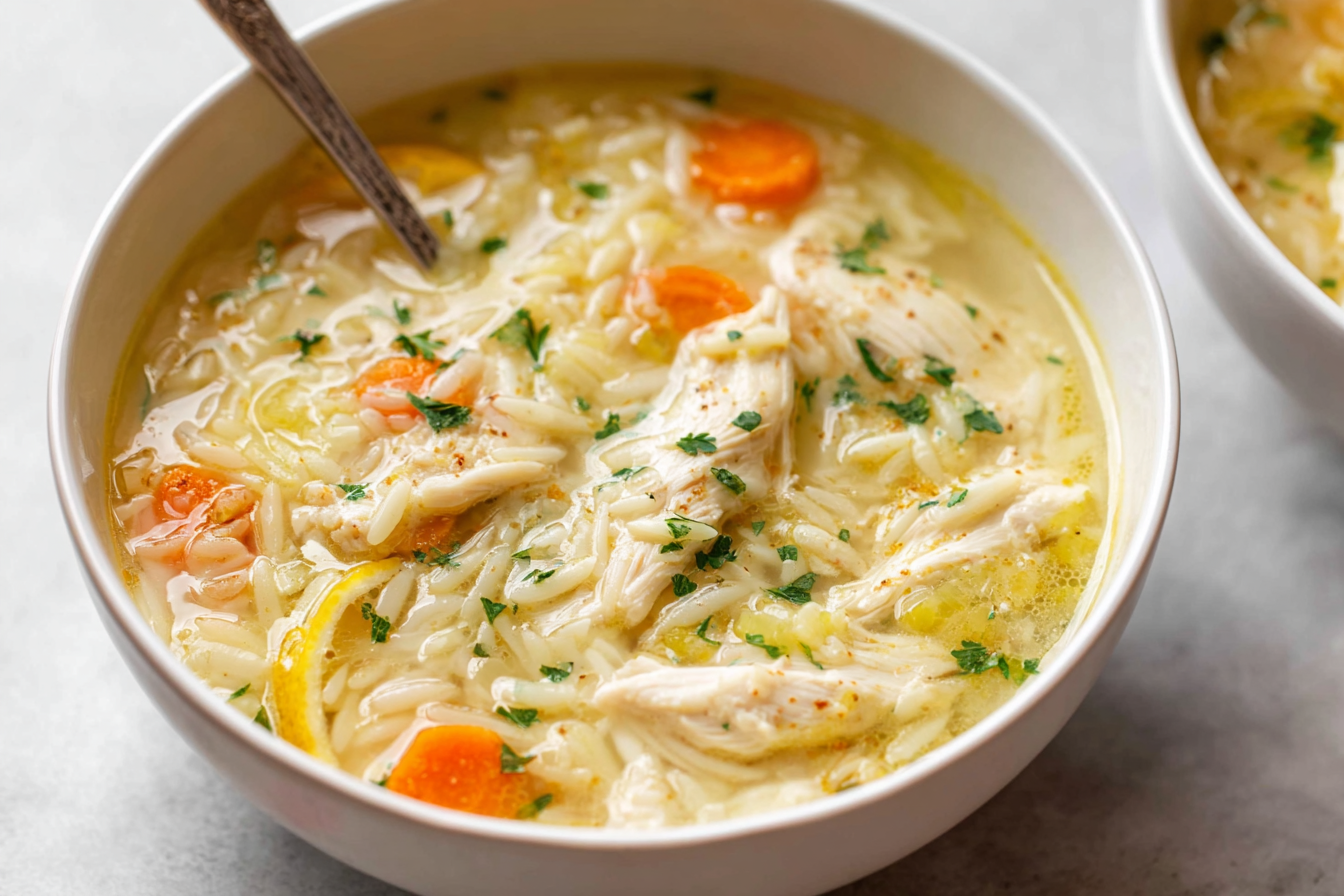 Lemon Chicken Orzo Soup