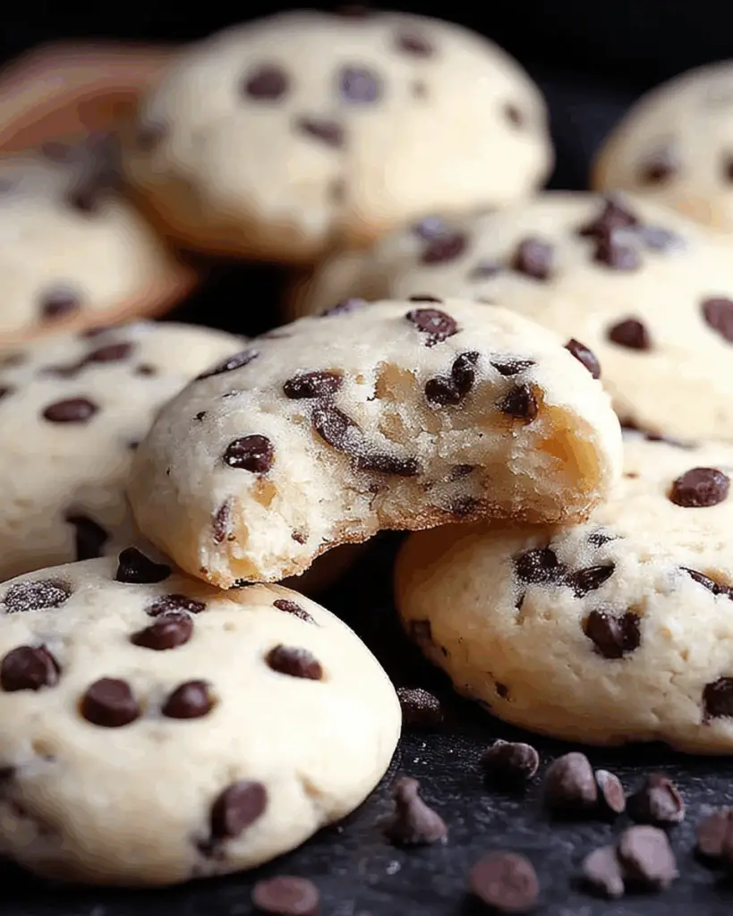 Platter of chocolate chip cheesecake cookies with creamy filling