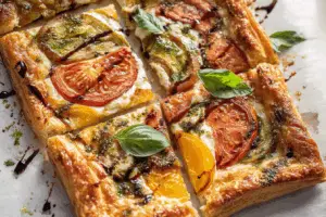 Pesto Caprese Puff Pastry Pizza