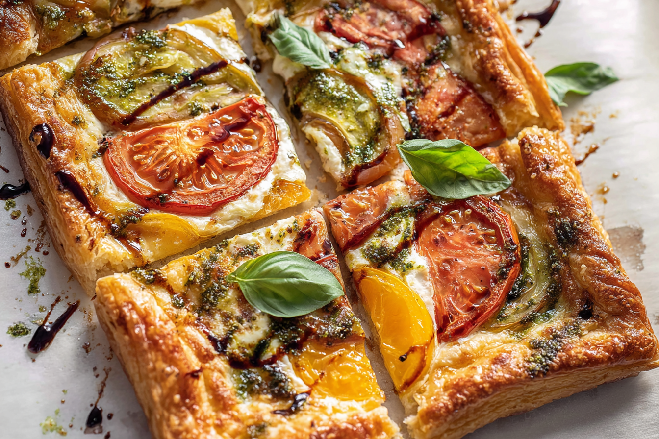 Pesto Caprese Puff Pastry Pizza