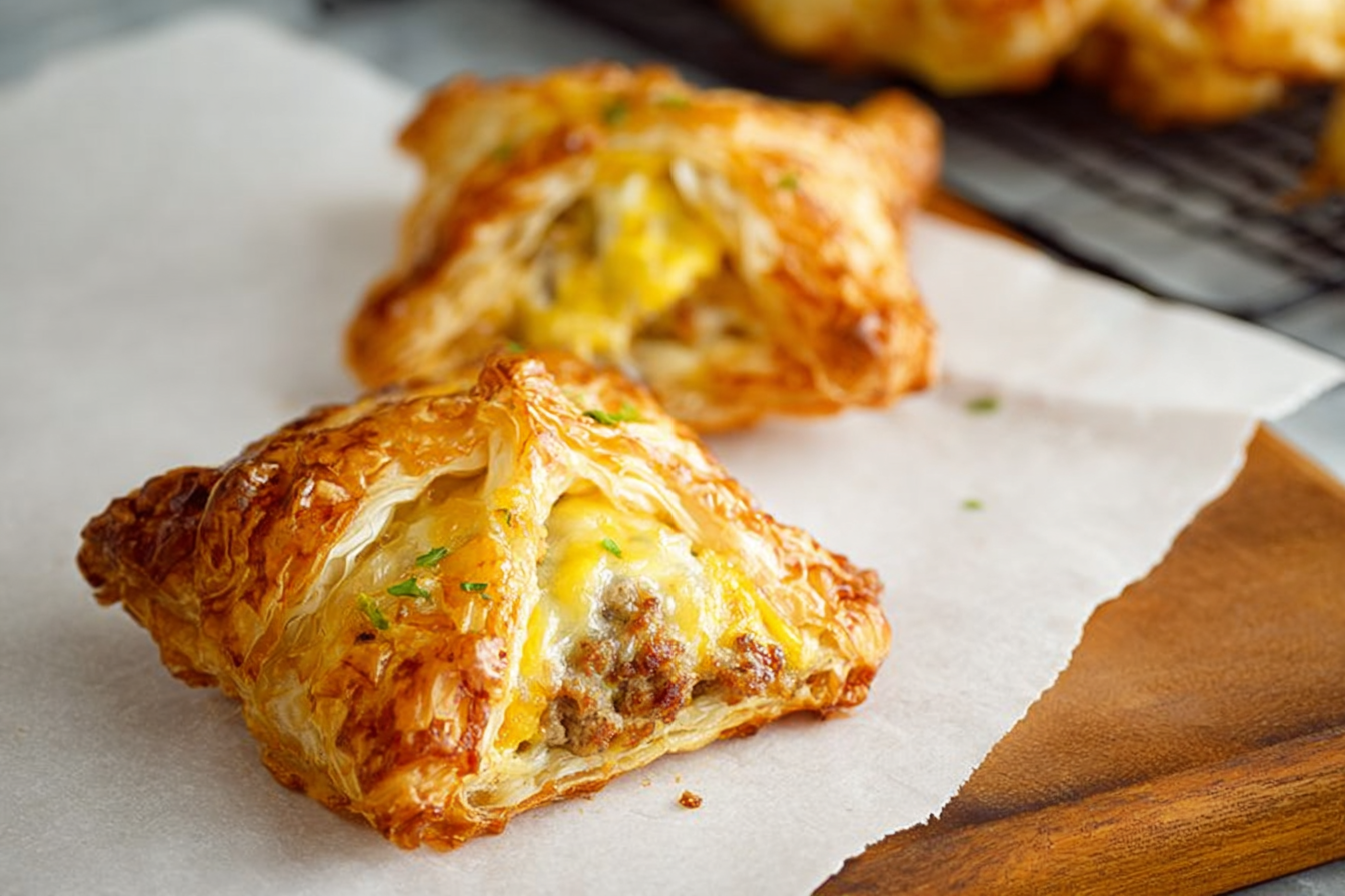 Puff Pastry Breakfast Hand Pies with Sausage, Egg and Cheese