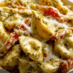 Slow Cooker Tortellini Casserole with Cheesy Chicken & Pesto