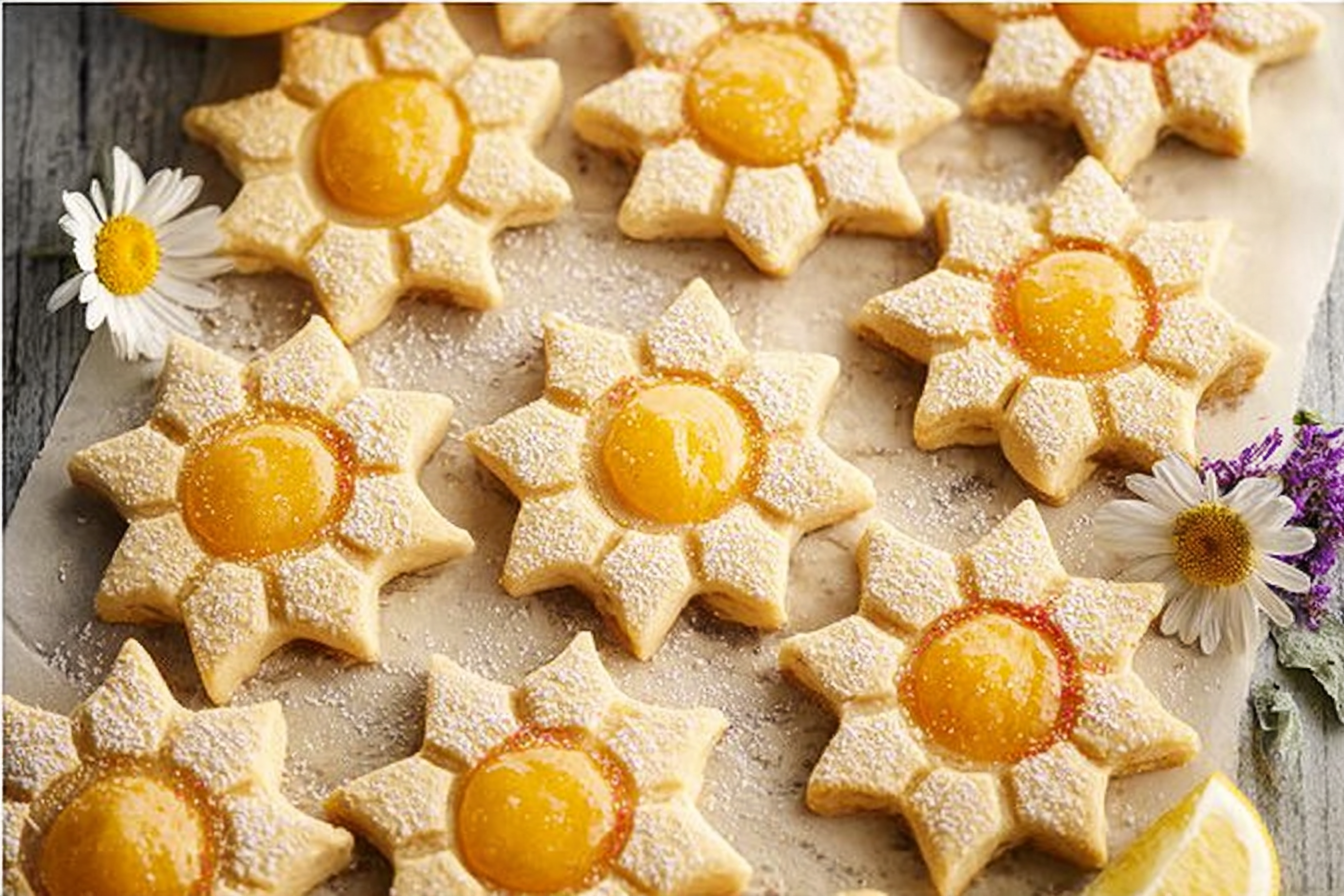 Summer Solstice Sun Cookies with Lemon Curd