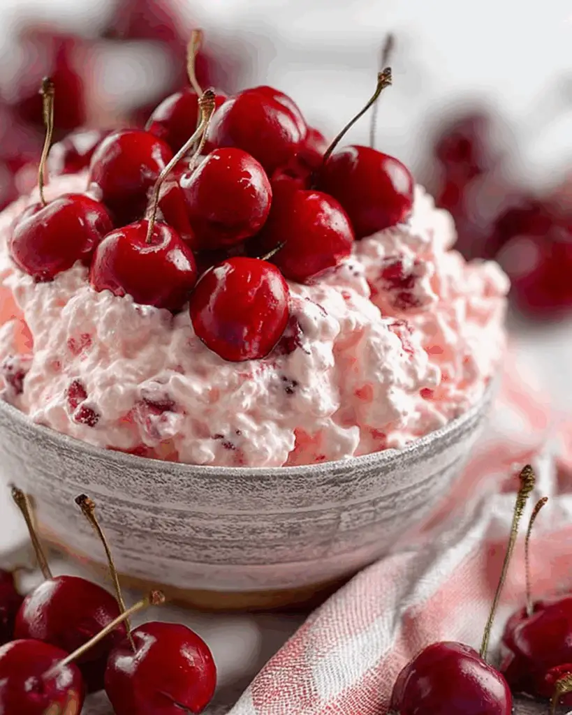 Individual servings of sweet, creamy Cherry Fluff.