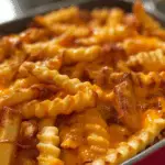 Family preparing cheeseburger french fry bake in a cozy kitchen