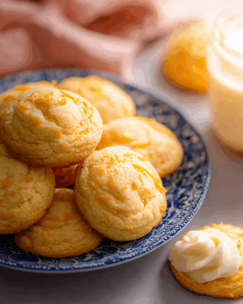 Glazed orange drop cookies cooling with orange slices.