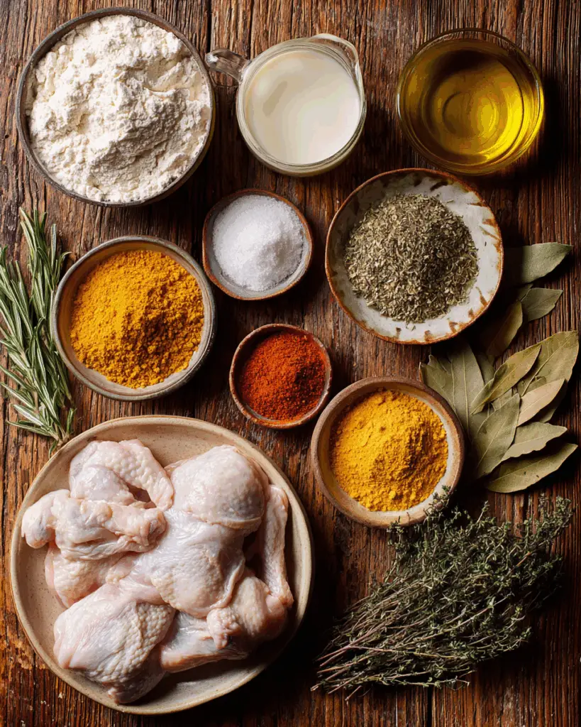 Assorted spices and herbs for KFC chicken coating