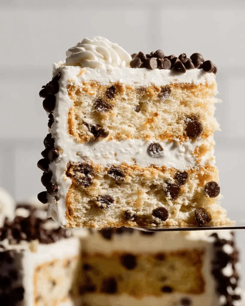 Mixing creamy cannoli cake batter with chocolate chips
