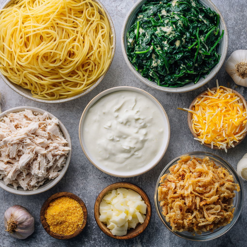 Mixing ingredients for Monterey Chicken Spaghetti Family Favorite in a bowl
