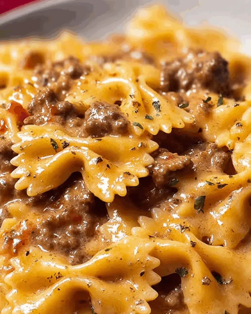 Creamy bowtie pasta meal served with salad and bread