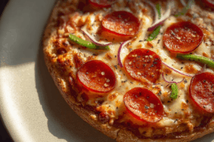 Air Fryer Pizza recipe with crispy crust and gooey cheese