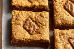 Biscoff blondies recipe with white chocolate topping