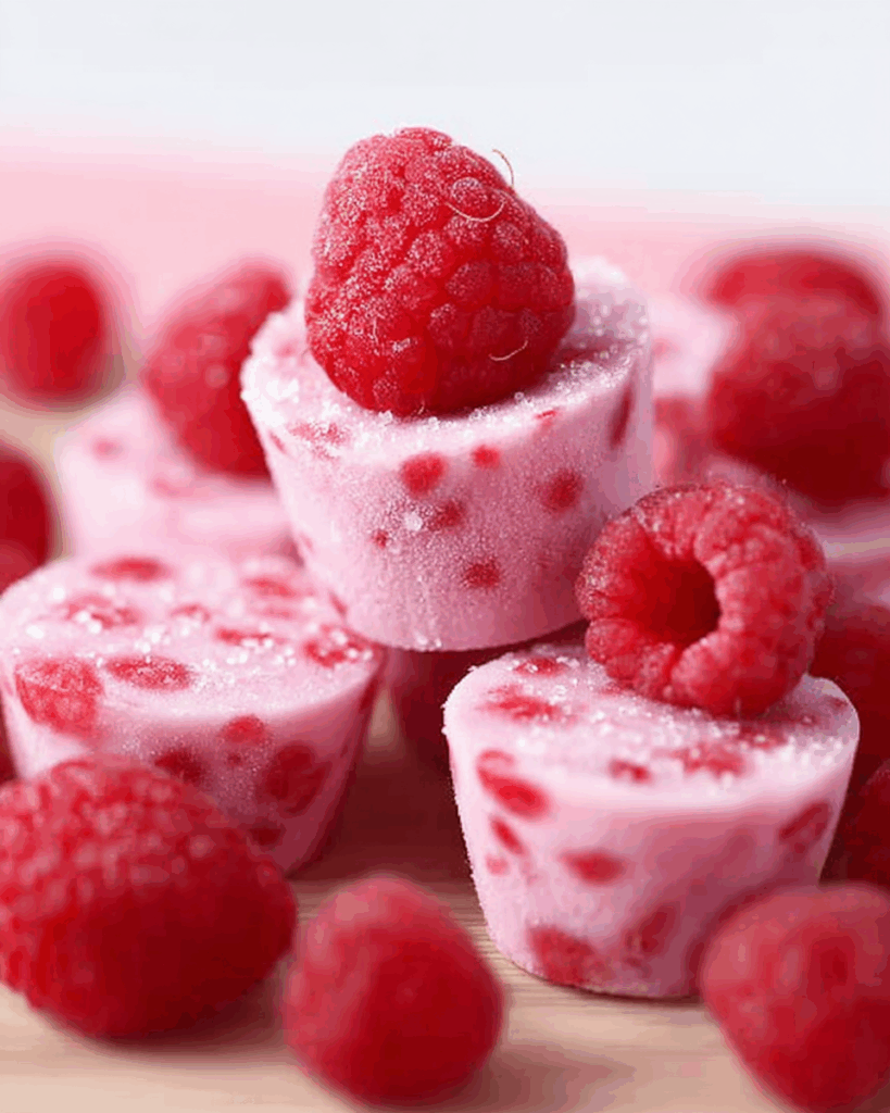 Storing Raspberry Frozen Yogurt Bites in an airtight container