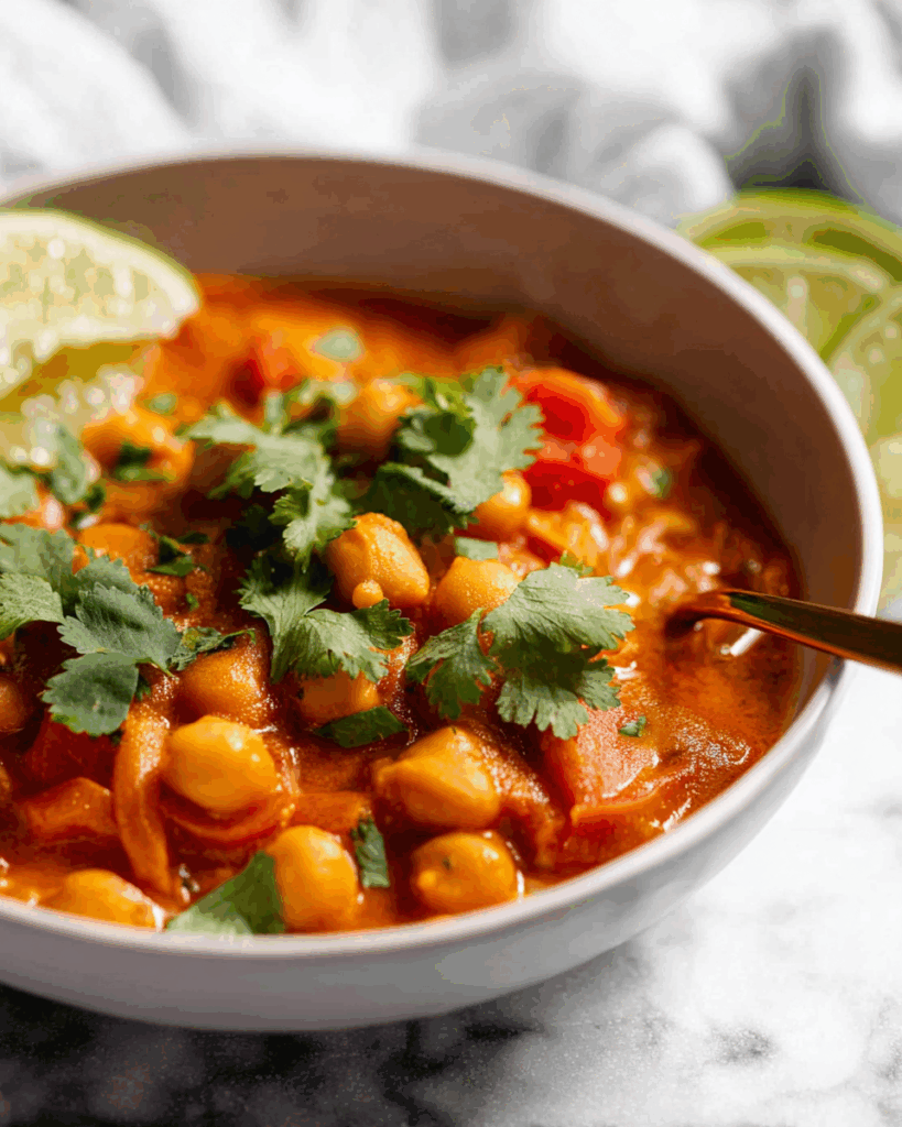 Serving suggestion for Coconut Chickpea Curry