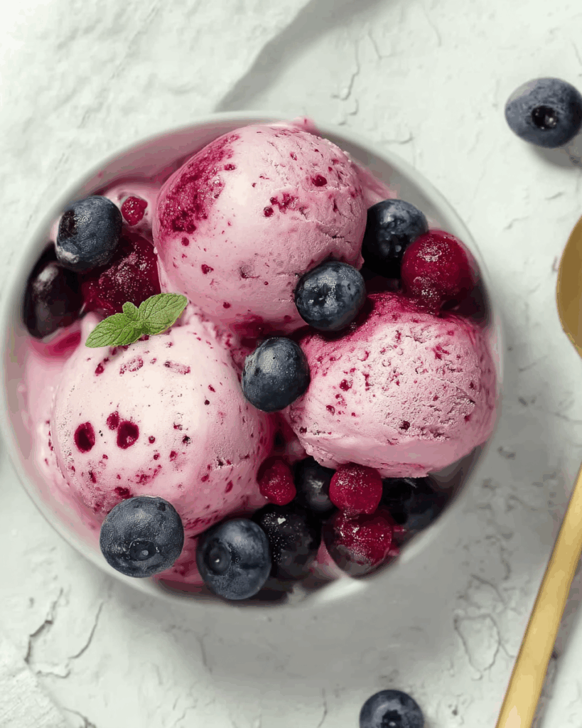 Variations of Cottage Cheese Ice Cream in elegant bowls