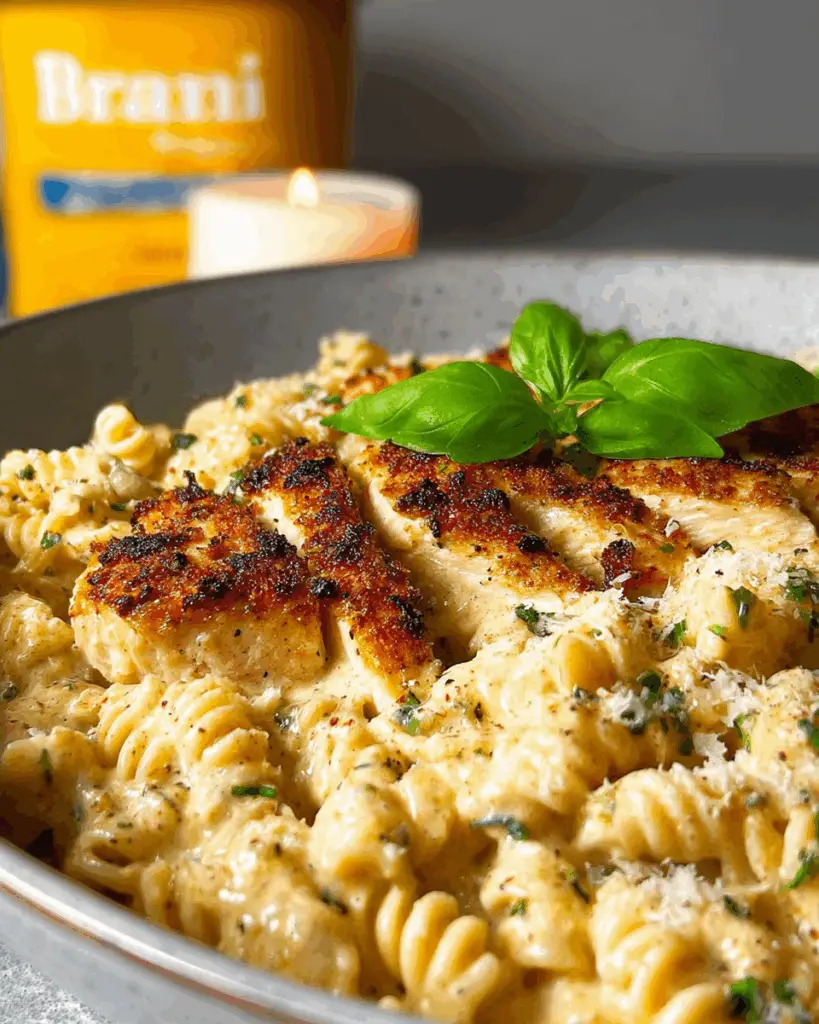 Creamy garlic parmesan sauce in pan for chicken pasta