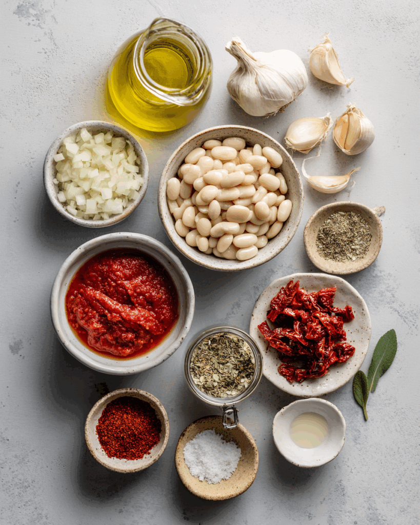 Ingredients for Creamy Tomato Beans recipe