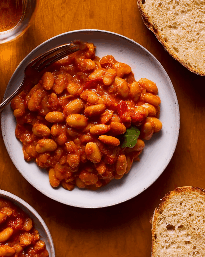 Creamy Tomato Beans stored in meal prep containers
