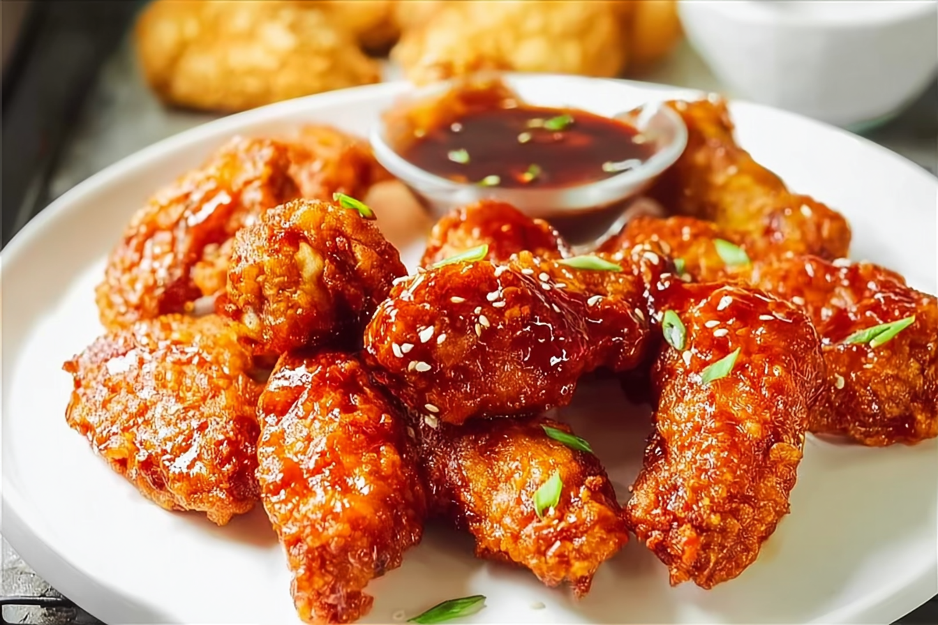 Crispy Korean Fried Chicken with Spicy Gochujang Sauce