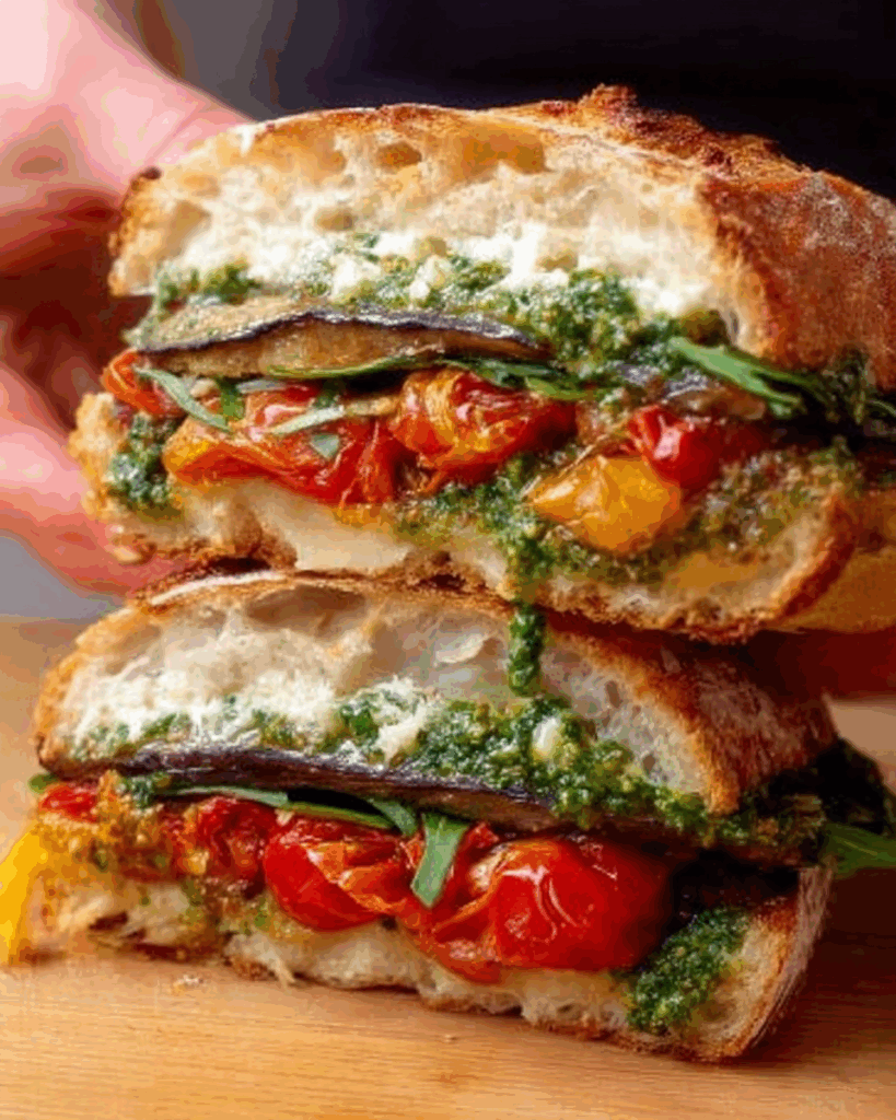 Eggplant pesto sandwich variations
