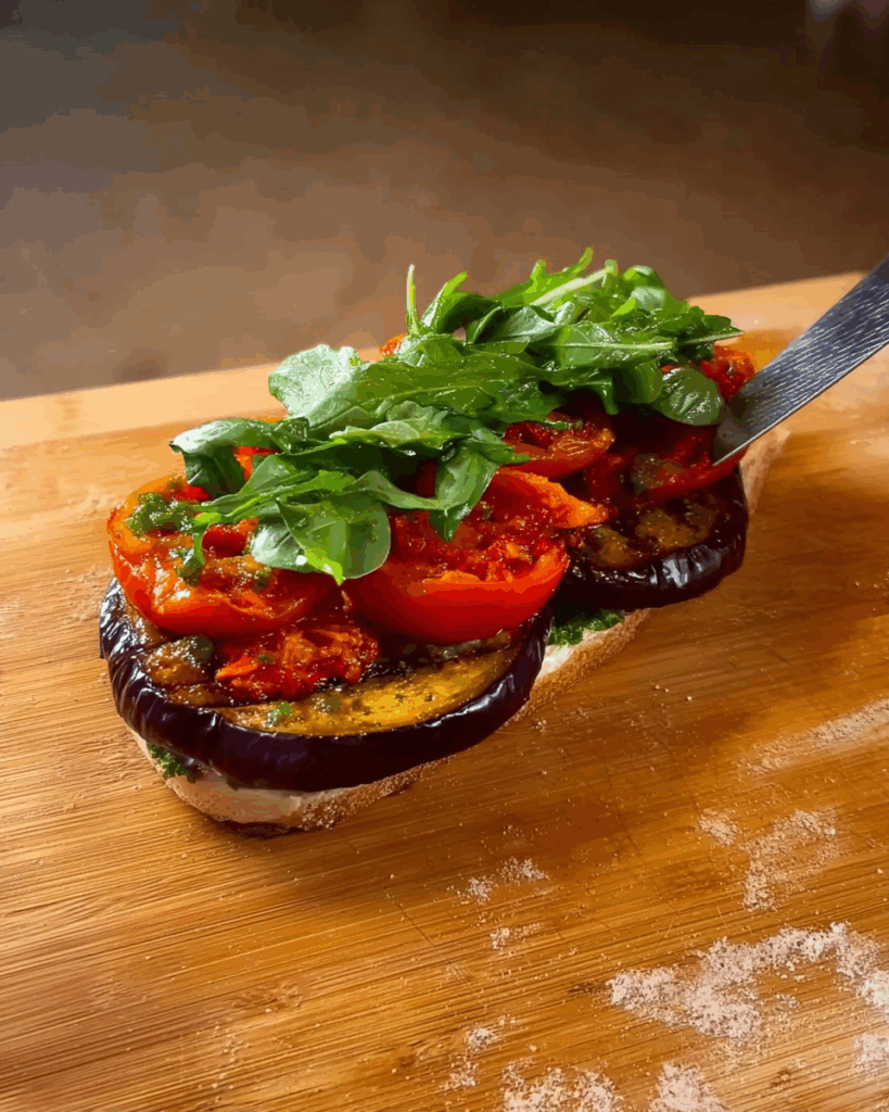 Frying eggplant for sandwich
