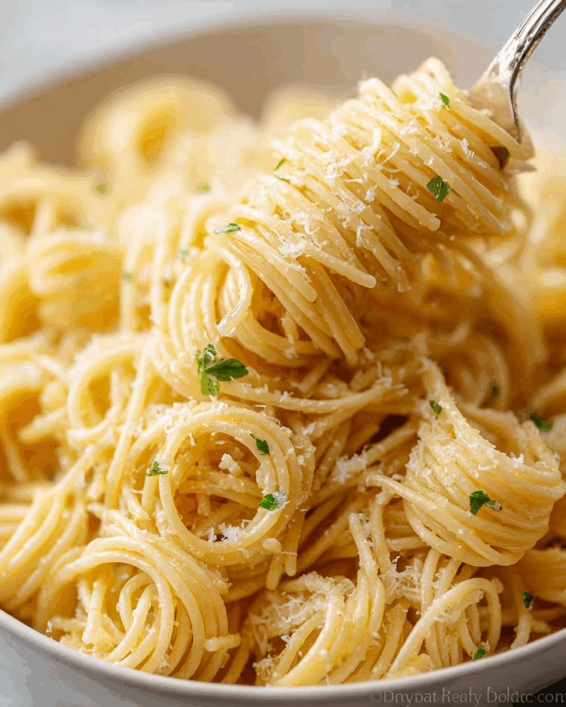 Three Garlic Butter Pasta Recipe Variations on Plates