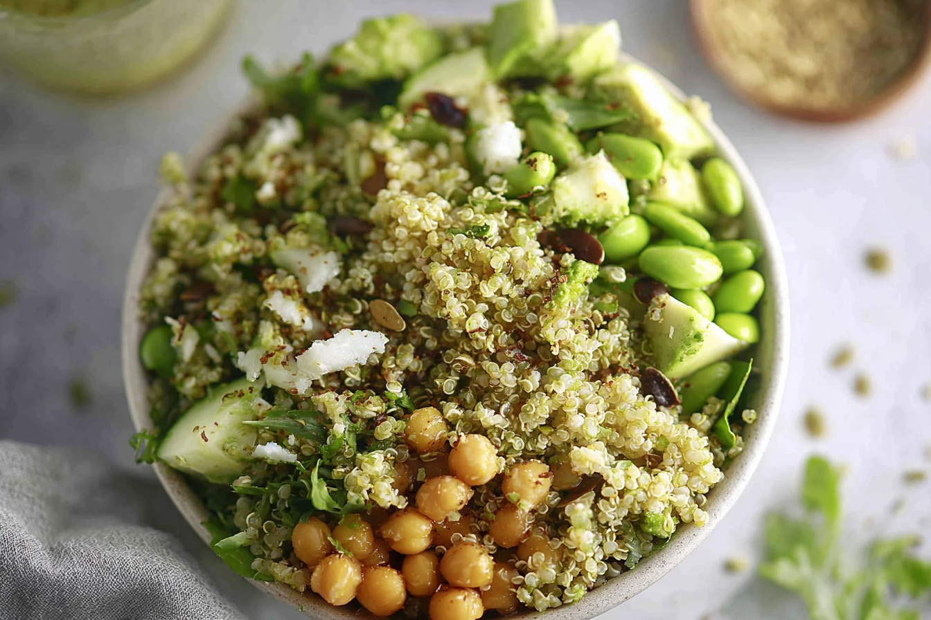 Green Goddess Quinoa Salad with fresh greens and quinoa
