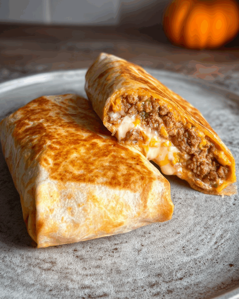 Plated Grilled Cheese Burrito with Sides of Guacamole and Sour Cream