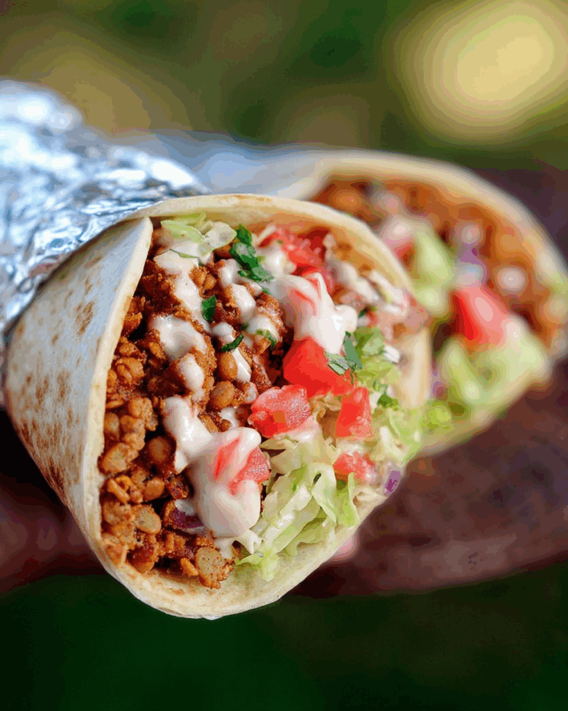 Healthy Vegan Burrito with Vegan Sour Cream