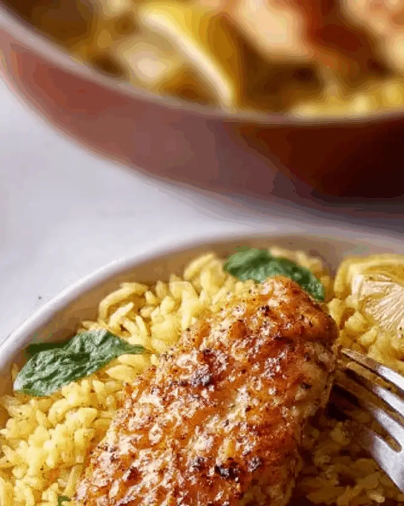 Mediterranean variations of Lemony Chicken Thighs and Rice recipe
