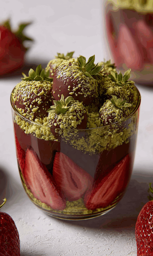 Step-by-step Dubai Chocolate Strawberries Recipe with chocolate drizzle