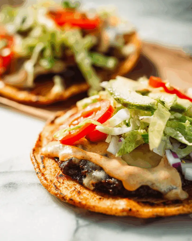 Topping options for Smash Burger Tacos with lettuce, pickles, and onions