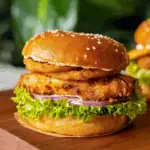 Close-up of spicy chicken sandwich recipe with crispy chicken and spicy mayo