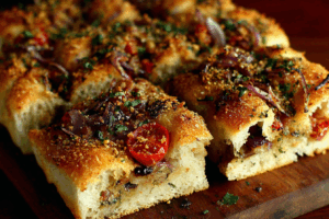stuffed focaccia recipe golden baked bread with cheese