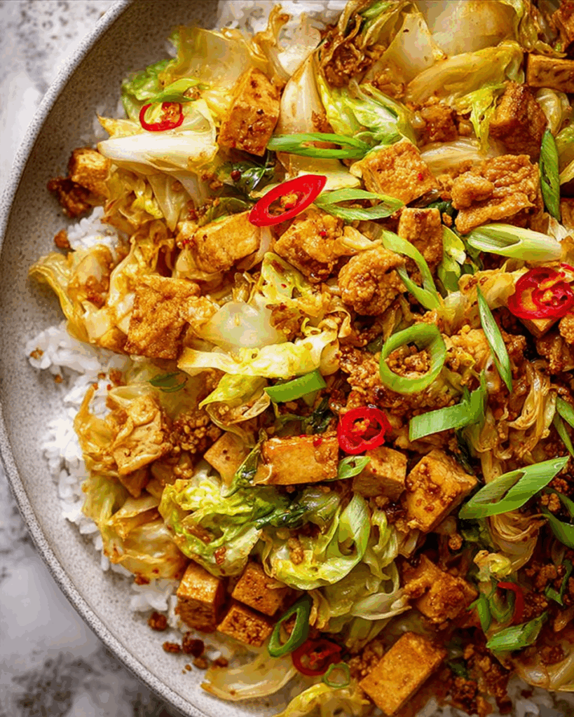 Tofu Cabbage Curry Variation