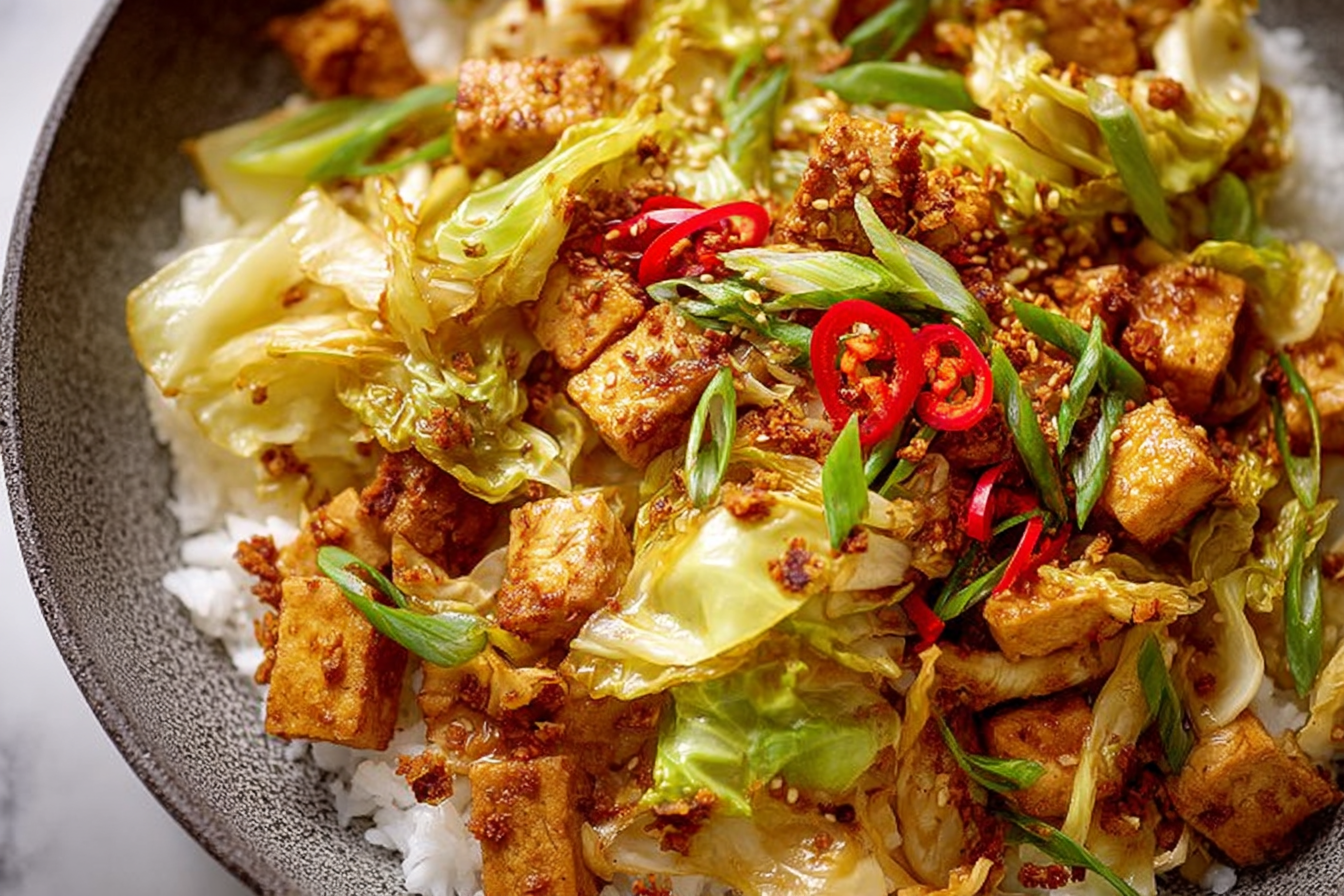 Tofu Cabbage Stir Fry Recipe with Fresh Vegetables