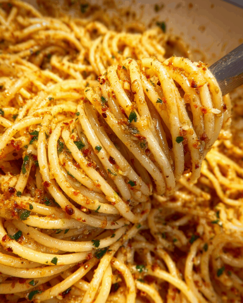 Chef Tossing Spaghetti in Garlic Butter Sauce