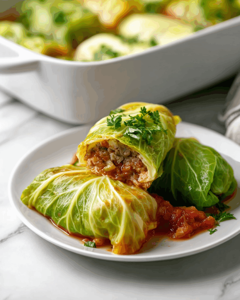 Vegetarian high protein cabbage rolls