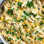 Salsa verde chicken and rice skillet