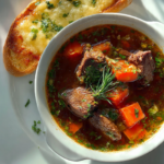 Braised Beef Soup with Cheese Bread