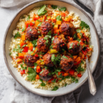 Moroccan Tagine with Rice Vegetables and Meatballs