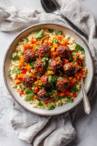 Moroccan Tagine with Rice Vegetables and Meatballs